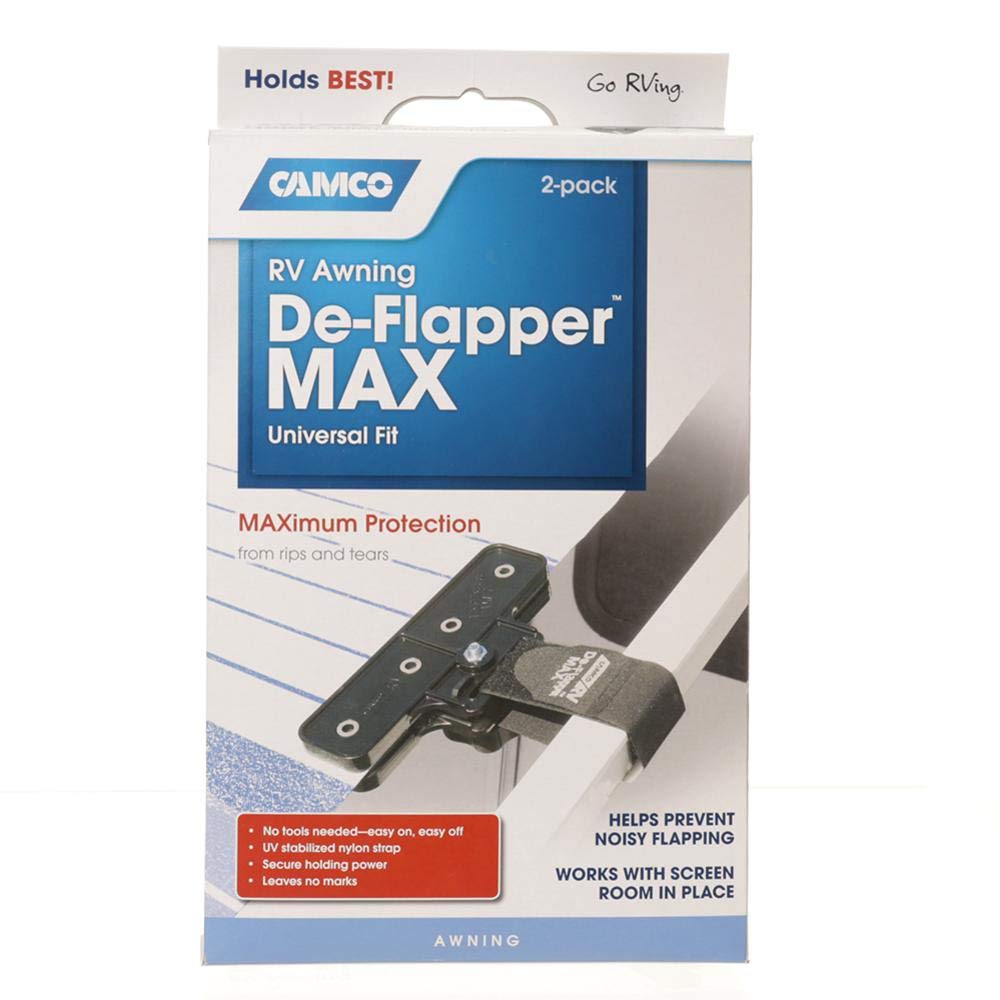 CAMCO 42251 Camco Awning De-Flapper Max - Protects Your RV Awning from Costly Rips and Tears, Rust Resistant - 2 Pack (42251)
