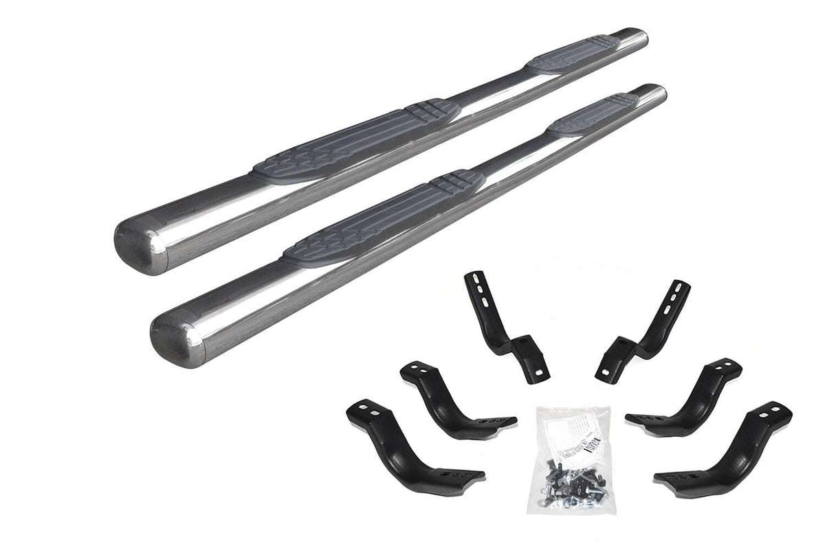 GO RHINO 104404587PS Go Rhino 4" Oval 1000 Series Sidesteps & Brackets | Stainless Steel, Polished | 104404587PS | Fits 2007-2013 Chevrolet Silverado & GMC Sierra Crew Cab (See Description)