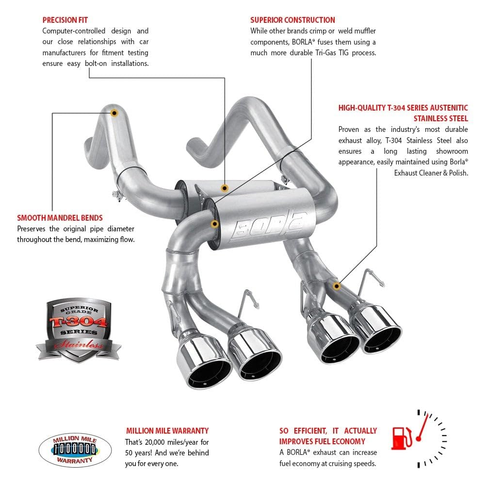 BORLA 140472 BORLA 140472 Cat-Back Performance Exhaust System for 2012-2018 Volkswagen Jetta GLI MK6 2.0L 4 Cyl. Turbo/ 2014-2018 1.8L Turbo Automatic/Manual Transmission Front Wheel Drive 4 Door.