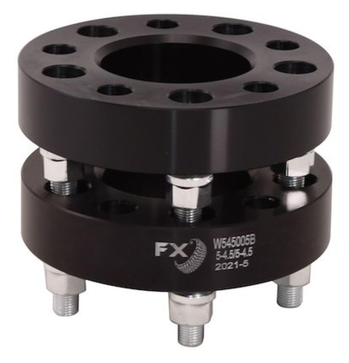 TRAILFX W545005HC Trailfx Wheel Spacer W545005HC, 5 x 4.50 Inch Bolt Pattern, 1.25 Inch Thickness, Wheel Stud Mount, 71.50 Millimeter Hub Size, Black, Aluminum, Set of 2, 10 Set of Bolts and Nuts, Hub Centric
