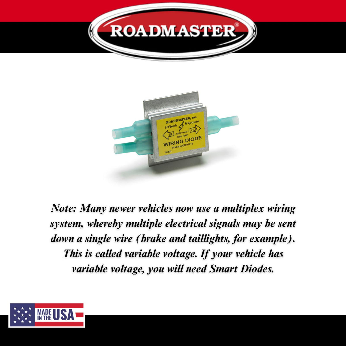 ROADMASTER 790 Roadmaster 790 Pack of 1 Hy-Power Diodes Compatible with RVs & Flat Towed Vehicles | Prevents Electrical Feedback Between Towed Vehicle & Motorhome | Ensures Safe, Reliable Light Operation
