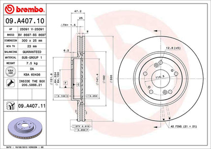 BREMBO 09A40711C02 Brembo 09.A407.11 UV Coated vented Front Brake Rotor HONDA/HONDA (DONGFENG) OE# 45251S9AE50