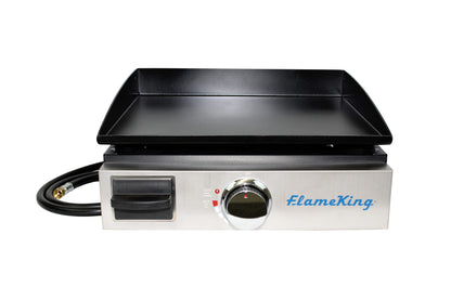 FLAME KING YSNFM-HT-200 Flame King 17-inch Flat Top Griddle for BBQ Grill w/Regulator, Propane Gas Griddle for RV Pullout Kitchen