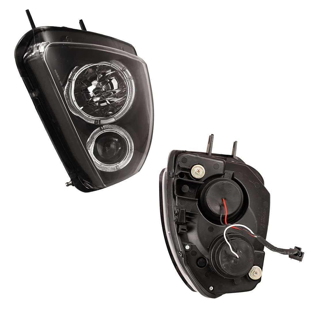 WINJET CTRNG0666-BS-SQ Winjet Compatible with [2000 2001 2002 2003 2004 2005 Mitsubishi Eclipse 3G] LED DRL Halo Projector Headlights