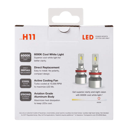 SYLVANIA H11SL.BX2 Sylvania H11 LED Powersport Headlight Bulbs for Off-Road Use or Fog Lights - 2 Pack