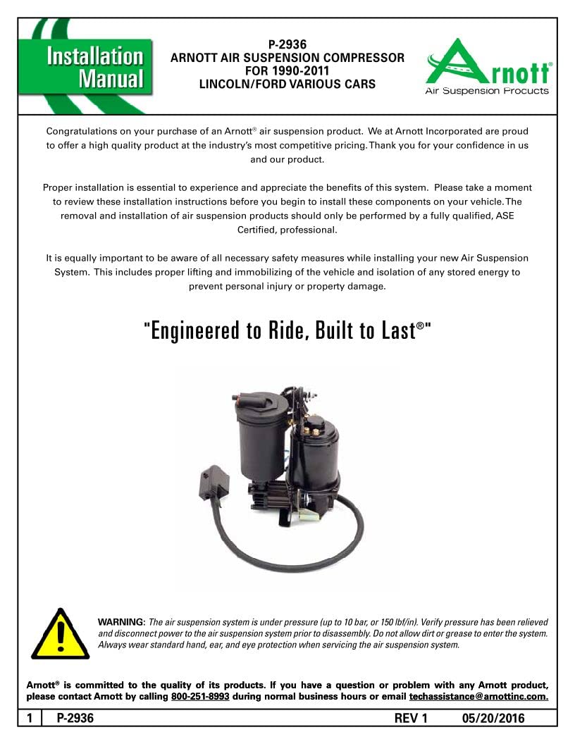 ARNOTT P-2936 Arnott P-2936 NEW AIR SUSPENSION COMPRESSOR