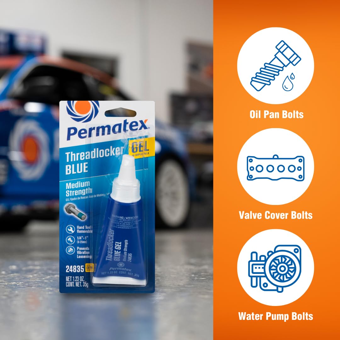 PERMATEX 24835 Permatex 24835 Medium Strength Threadlocker Blue Gel, 35 g