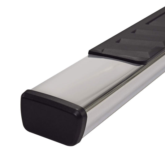 TRAILFX A4014S TrailFX Nerf Bars for Dodge Ram 1500 Quad Cab 2002-2008 Polished Stainless Steel 4 Inch Trapezoid Straight Side Steps with Step Pads Plastic End Caps Frame and Rocker Mount Running Board Pair