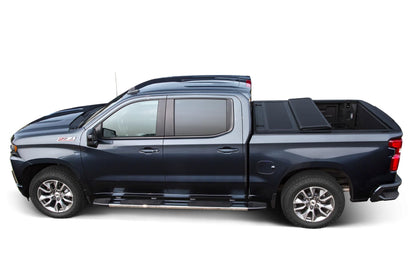 LEER 650120 LEER HF650M Quad-Folding Truck Bed Tonneau Cover, Fits Chevy Silverado and GMC Sierra, Years 2014-2018, 5'8" Truck Bed, Black