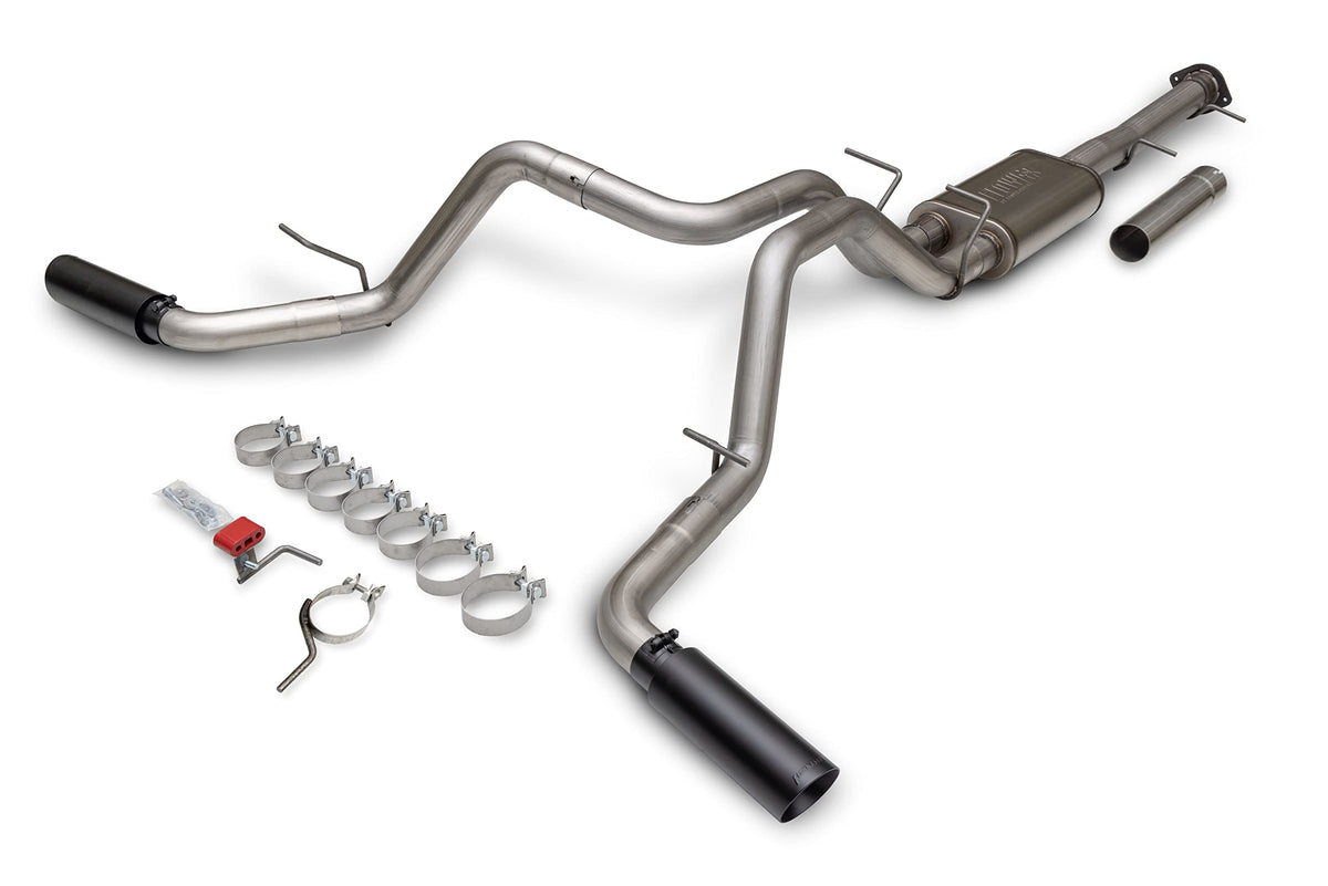 FLOWMASTER 717987 Flowmaster 717987 FlowFX Cat-Back Exhaust Kit 3.5 to Dual 3 Inch Stainless 4 Inch Black Tips Compatible with 2011-2019 Chevy Silverado GMC Sierra 2500/3500HD Crew Cab 6.5 Foot Bed 6.0L 2/4WD