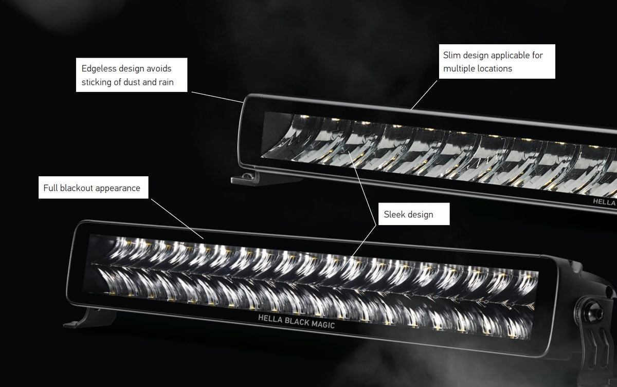 HELLA 358176301 Hella Black Magic LED Series 20 Inch Slim Lightbar - LED Spotlight- Performance High Beam Off-Road Light for Pickup Trucks, ATV, SUV, 4x4, Jeep, Tractors / 358176301