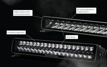 HELLA 358176301 Hella Black Magic LED Series 20 Inch Slim Lightbar - LED Spotlight- Performance High Beam Off-Road Light for Pickup Trucks, ATV, SUV, 4x4, Jeep, Tractors / 358176301
