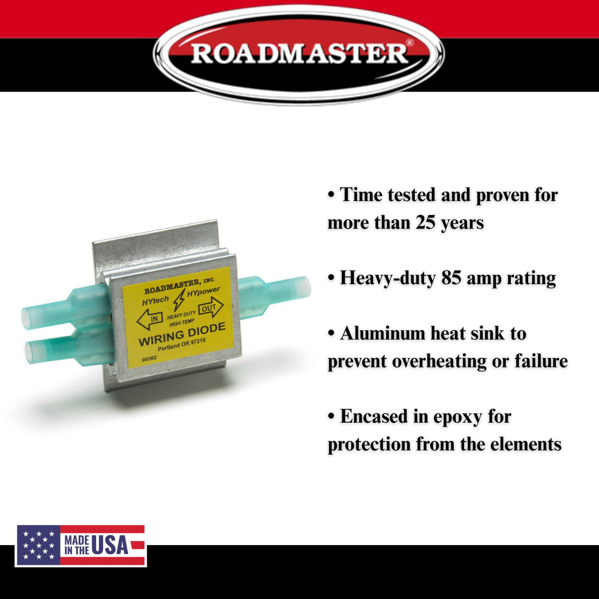 ROADMASTER 790 Roadmaster 790 Pack of 1 Hy-Power Diodes Compatible with RVs & Flat Towed Vehicles | Prevents Electrical Feedback Between Towed Vehicle & Motorhome | Ensures Safe, Reliable Light Operation