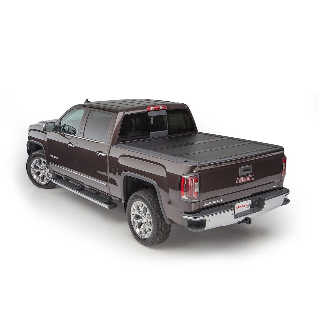 TRAILFX TFX5526 TrailFX Tonneau Cover Fits Toyota Tacoma 5 Foot Bed 2016–2021 Standard Flush Tri-Fold Hard Lockable Black Aluminum Tonneau Cover TrailFX TFX5526