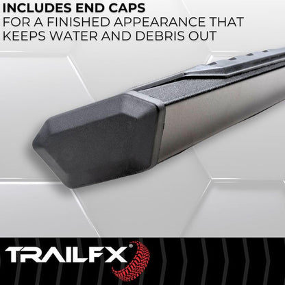TRAILFX AL4001B TrailFX Nerf Bars Fits 2015-2022 Chevrolet Colorado Extended Cab Titanium Black Powder Coated Aluminum Side Steps with 4-1/2 Inch Hexagonal Step Pads Rocker Panel Mount Set of 2 Running Boards