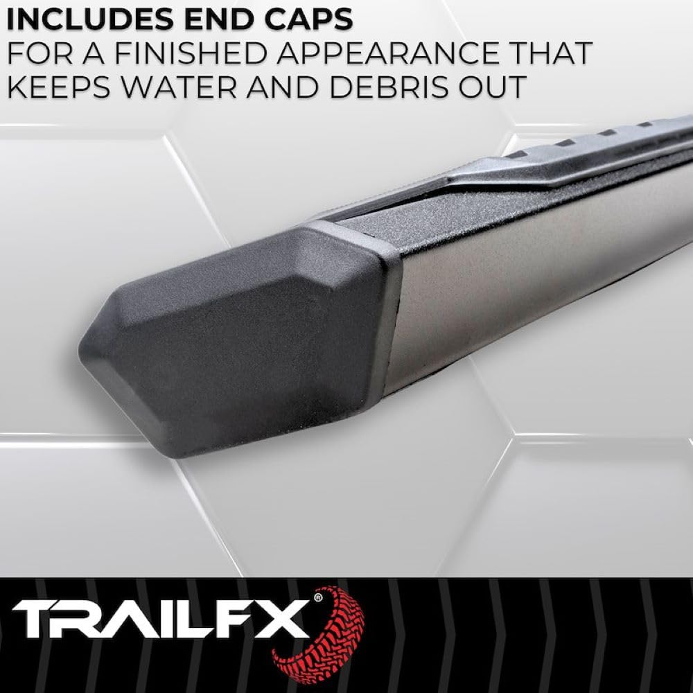 TRAILFX AL4021B TrailFX Nerf Bars Fits 2005-2025 Nissan Frontier Crew Cab Titanium Black Powder Coated Aluminum Side Steps with Step Pads Set of 2 TrailFX AL4021B 4-1/2 Inch Hexagonal Running Boards