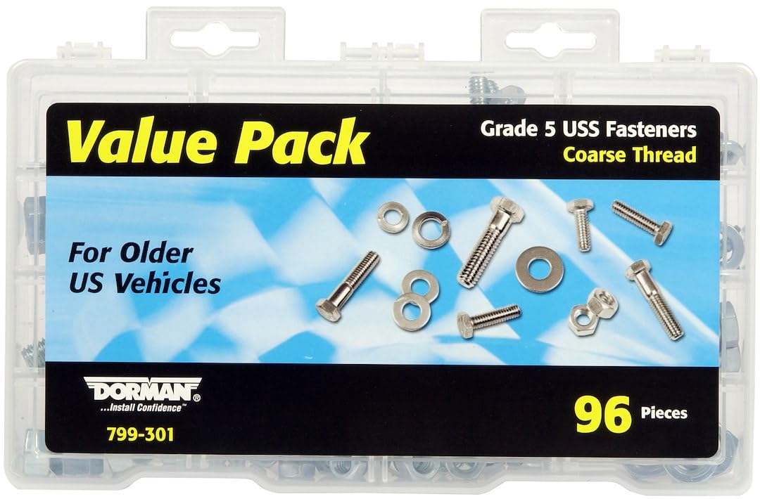 DORMAN 799-301 Dorman 799-301 USS Grade 5 Standard Hardware Value Pack- 14 Sku's- 96 Pieces, 96 Pack Universal Fit