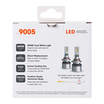 SYLVANIA 9005SL.BX2 Sylvania 9005 LED Powersport Headlight Bulbs for Off-Road Use or Fog Lights - 2 Pack