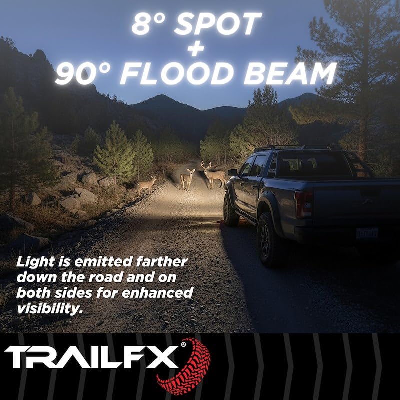 TRAILFX 20SRCM TrailFX Light Bar 20SRCM, LED, 20 Inch Length, 15 Clear 5 Watt Bulbs, 8 Degree Spot and 90 Degree Flood Combo Beam, Clear Polycarbonate Lens, 75 Watt Blubs Amp Draw 1.15 AMP At 12 Volts