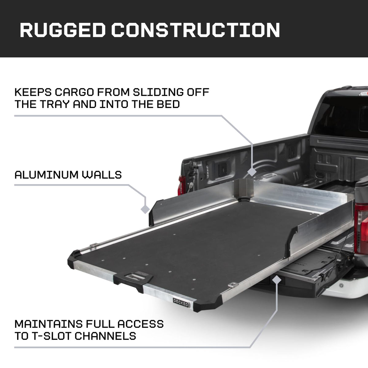 CARGOGLIDE C0030-HS41-ALM DECKED High Sides Kit for 41" CargoGlide Models – Side Rail Extension Panels for Added Cargo Containment – for Midsize Truck Only
