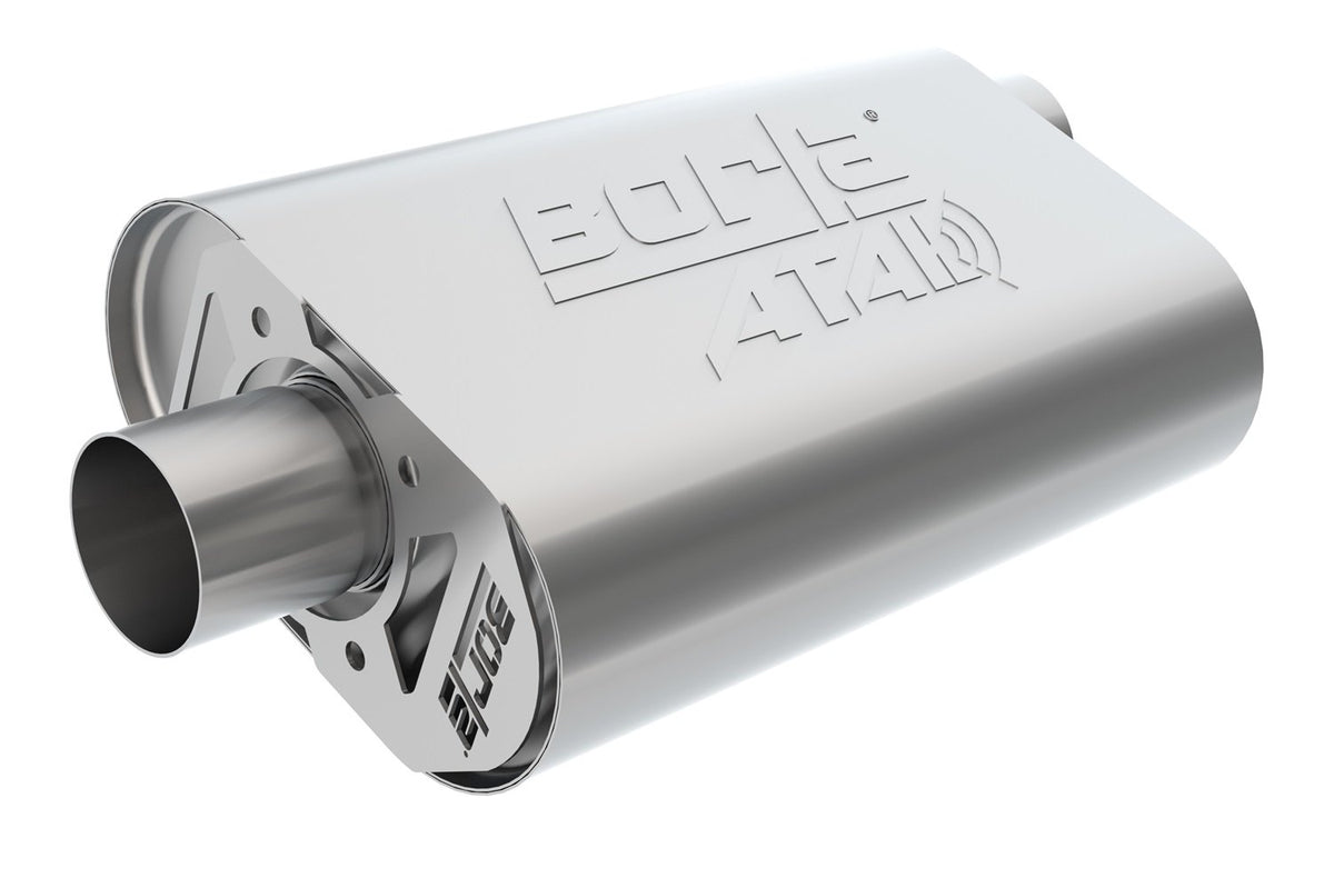 BORLA 400820 BORLA 400820 CrateMuffler for Chevrolet Small Block High Output 350/383/ 406 CID V8 2.5" Offset/Center 14" x 4.35" x 9.10" Body ATAK.