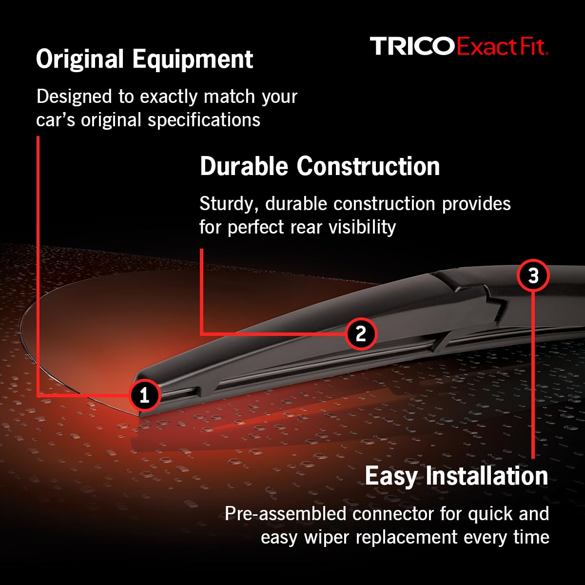 TRICO 14-B TRICO Exact Fit 14 Inch Rear Wiper Blade Fits Select Acura, Honda, Infiniti, Isuzu, Mazda, Mitsubishi, Nissan, Saab, Scion, Subaru, And Toyota Model Years, Part Number 14-B