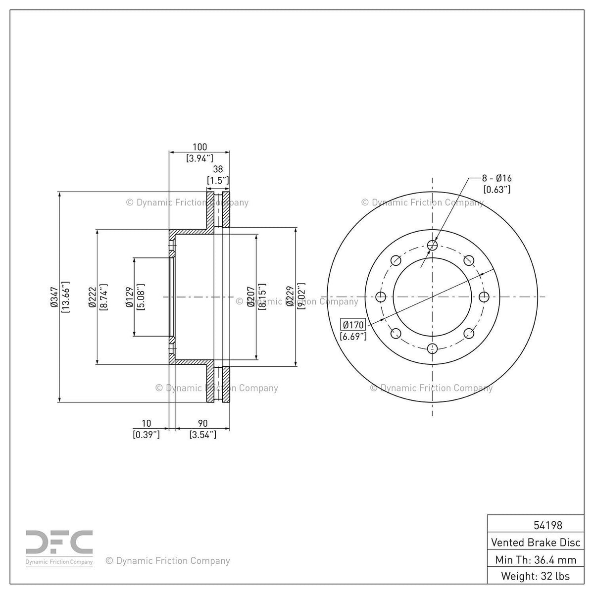 Dynamic Friction 604-54198 Front Brake Rotor