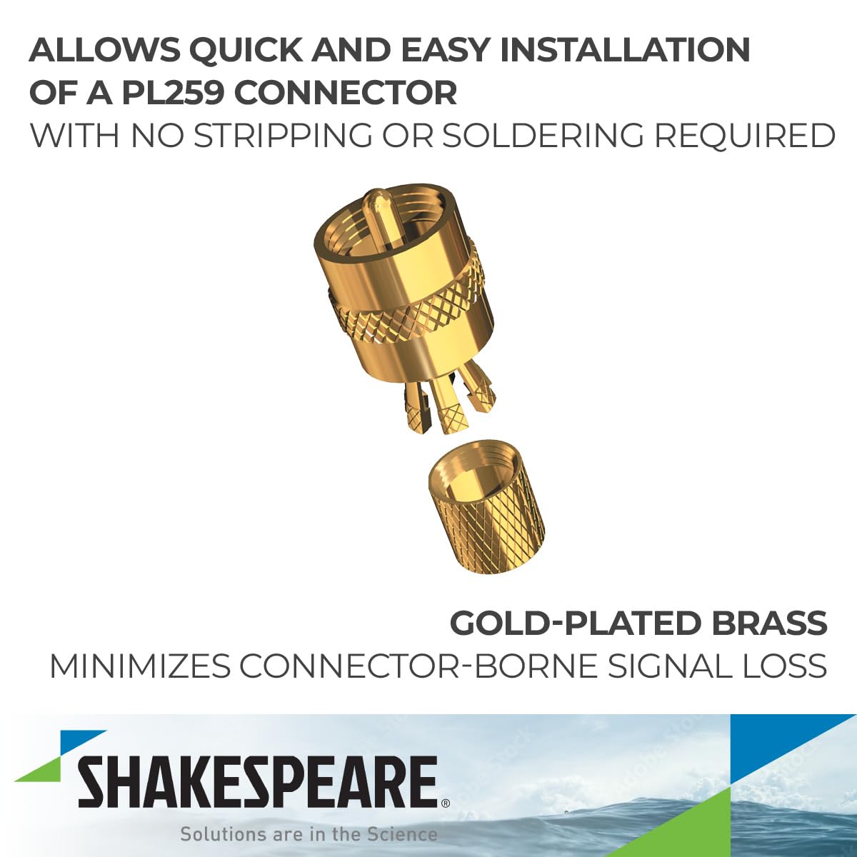 SHAKESPEARE PL-259-CP-G Shakespeare 3003.4061 PL-259-CP-G Marine Center Pin Connector,Gold