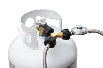 FLAME KING AB225 Flame King Propane Tank Y Splitter Adapter with Valves, 2-Way LP Gas Connector for 20lb Propane Tank Cylinders, Works with BBQ Grills, Camping Stoves, Gas Burners, Heaters