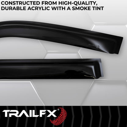 TRAILFX 4888H TrailFX Acrylic Rainguards Fits 2022-2025 Toyota Tundra Crew Max Low Profile Tape-On Smoke Window Vents Outside Channel Mount Set of 4 Rain Guards TrailFX 4888H