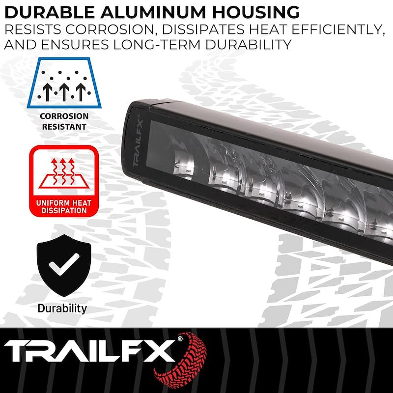 TRAILFX 10SRBKCM TrailFX 10SRBKCM Light Bar 10 Inch Single Row LED 45W Combo Spot and Flood Lights 3780 Raw Lumens Black Aluminum Housing IP67 with Brackets and Installation Hardware