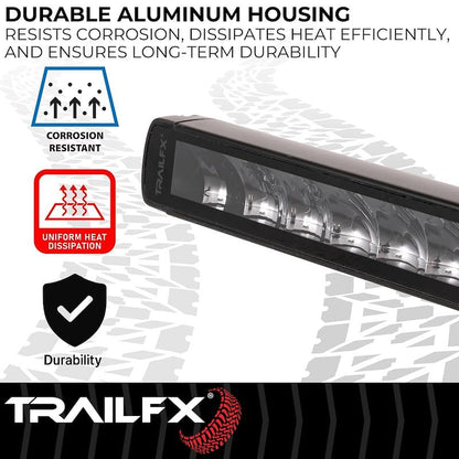 TRAILFX 10SRBKCM TrailFX 10SRBKCM Light Bar 10 Inch Single Row LED 45W Combo Spot and Flood Lights 3780 Raw Lumens Black Aluminum Housing IP67 with Brackets and Installation Hardware