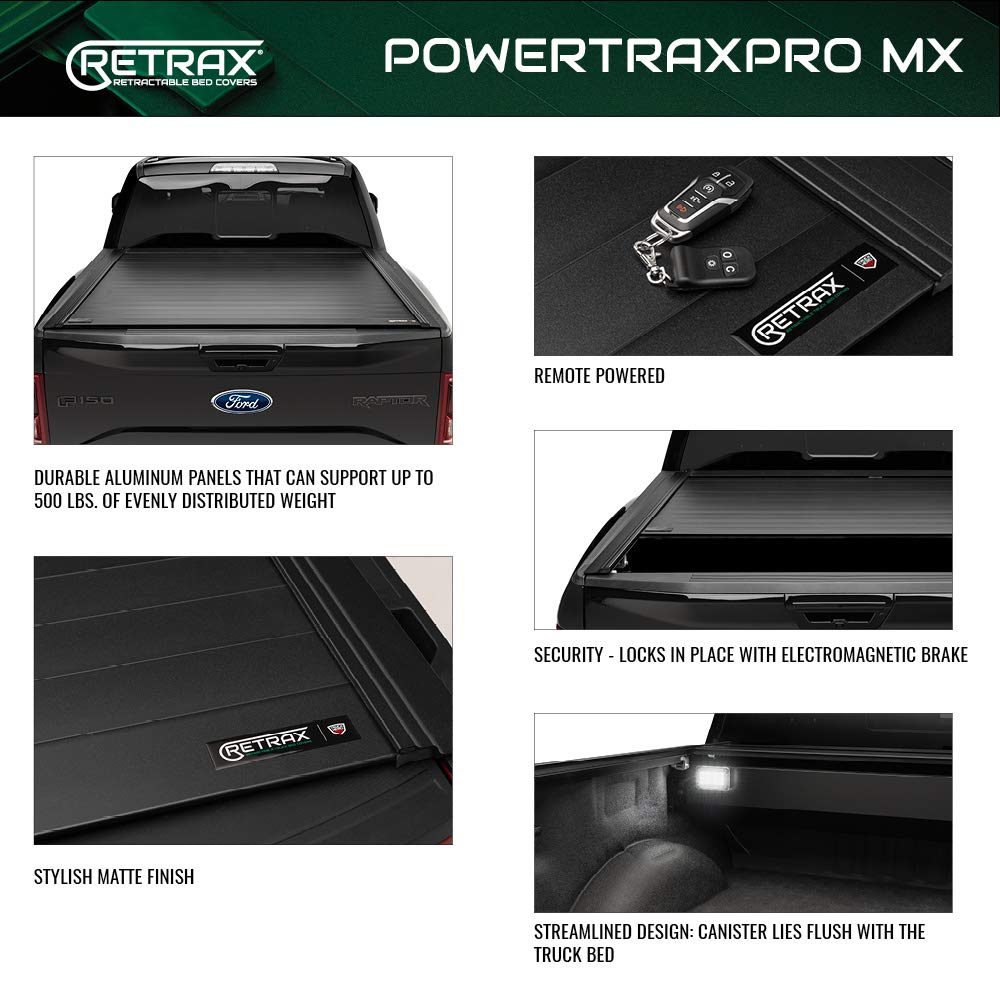 RETRAX 90488 RealTruck Retrax PowertraxPRO MX Retractable Truck Bed Tonneau Cover | 90488 | Fits 2019 - 2025 Chevy/GMC Silverado/Sierra 1500 w/Carbon Pro Bed 5' 10" Bed (69.9")