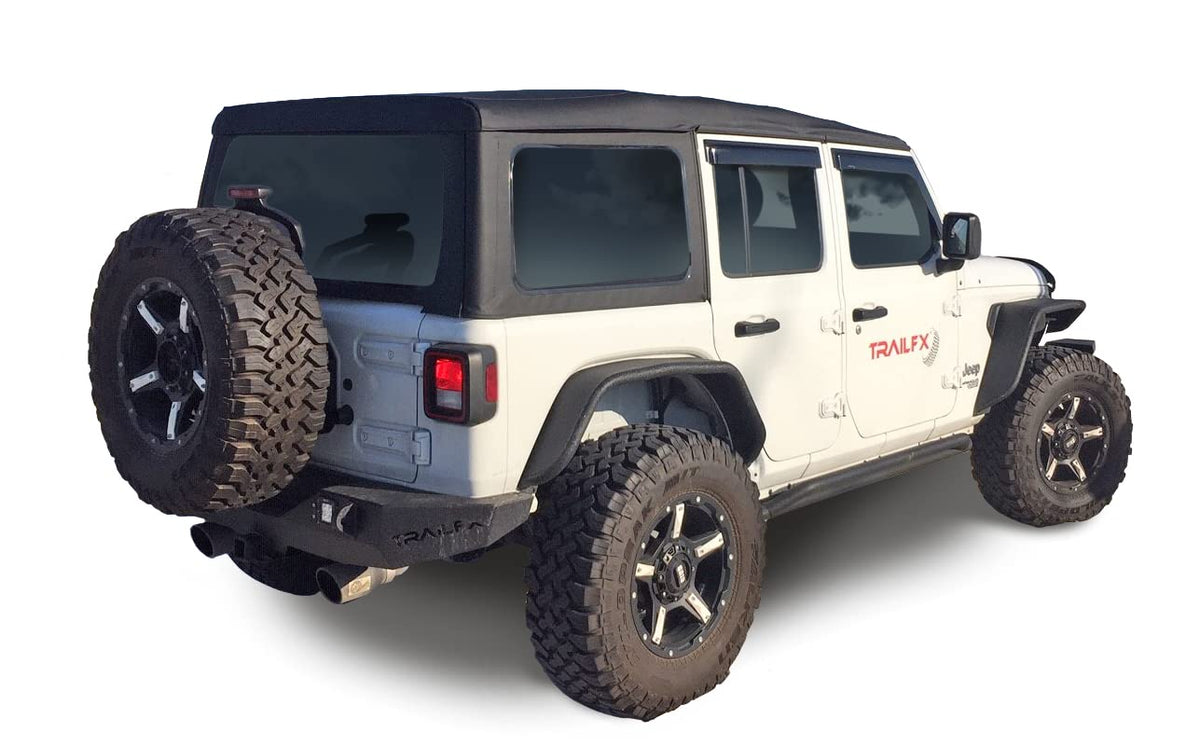 TRAILFX JL05RF Flat Style Fender Flares Fits Jeep Wrangler JL 2018–2025 Pair of 5.5 Inch Tire Coverage, Textured Powder Coated Black, With LED Turn Signal & Marker Light, Set of 2 Fender Flares TrailFX JL05RF