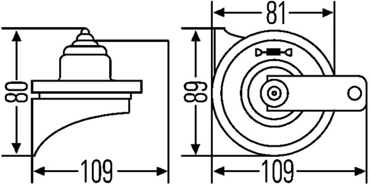 Hella 007424011 Red Trumpet High-Tone Horn with Bracket, 12 V