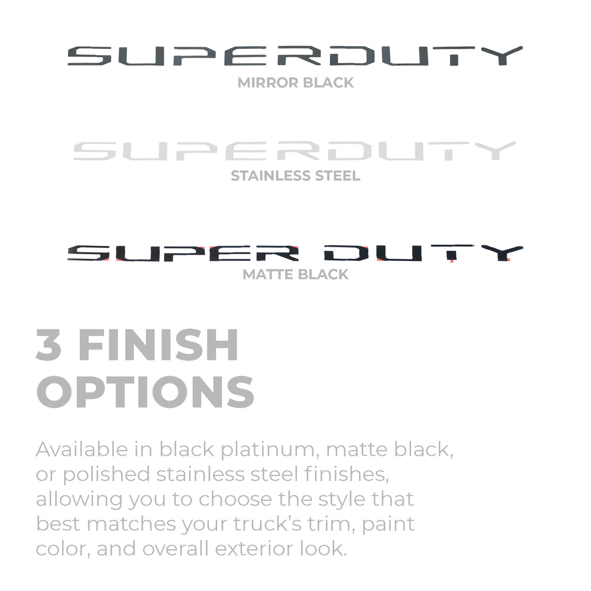 PUTCO 55562FD Putco Ford Super Duty Hood Lettering Kit - Stainless Steel - Cut Lettering - Fits Ford F250, F350, F450 2023-2027