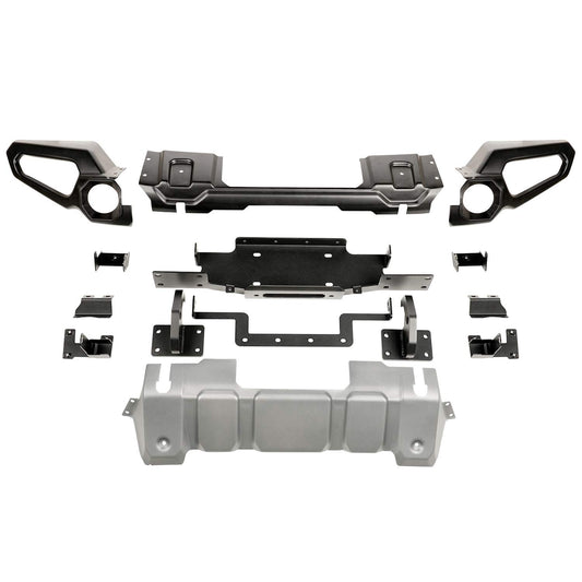 RUGGED RIDGE 11549.42 Rugged Ridge Venator Bumper, Front for Jeep Wrangler/Gladiator | Full Width w/Winch Tray, Steel, Black | 11549.42 | Fits 2018-2025 Jeep Wrangler JL; 2020-2025 Jeep Gladiator JT