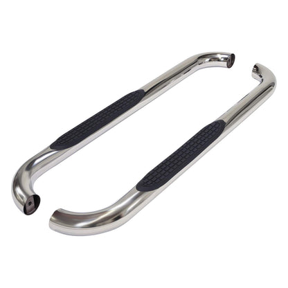 TRAILFX A0061S TrailFX Nerf Bars for Chevrolet Silverado 1500 Standard Cab 2020-2021 3 Inch Round Bent Polished Stainless Steel Side Steps Slip-Resistant Step Pads Frame Body Mount Set of 2 Running Boards