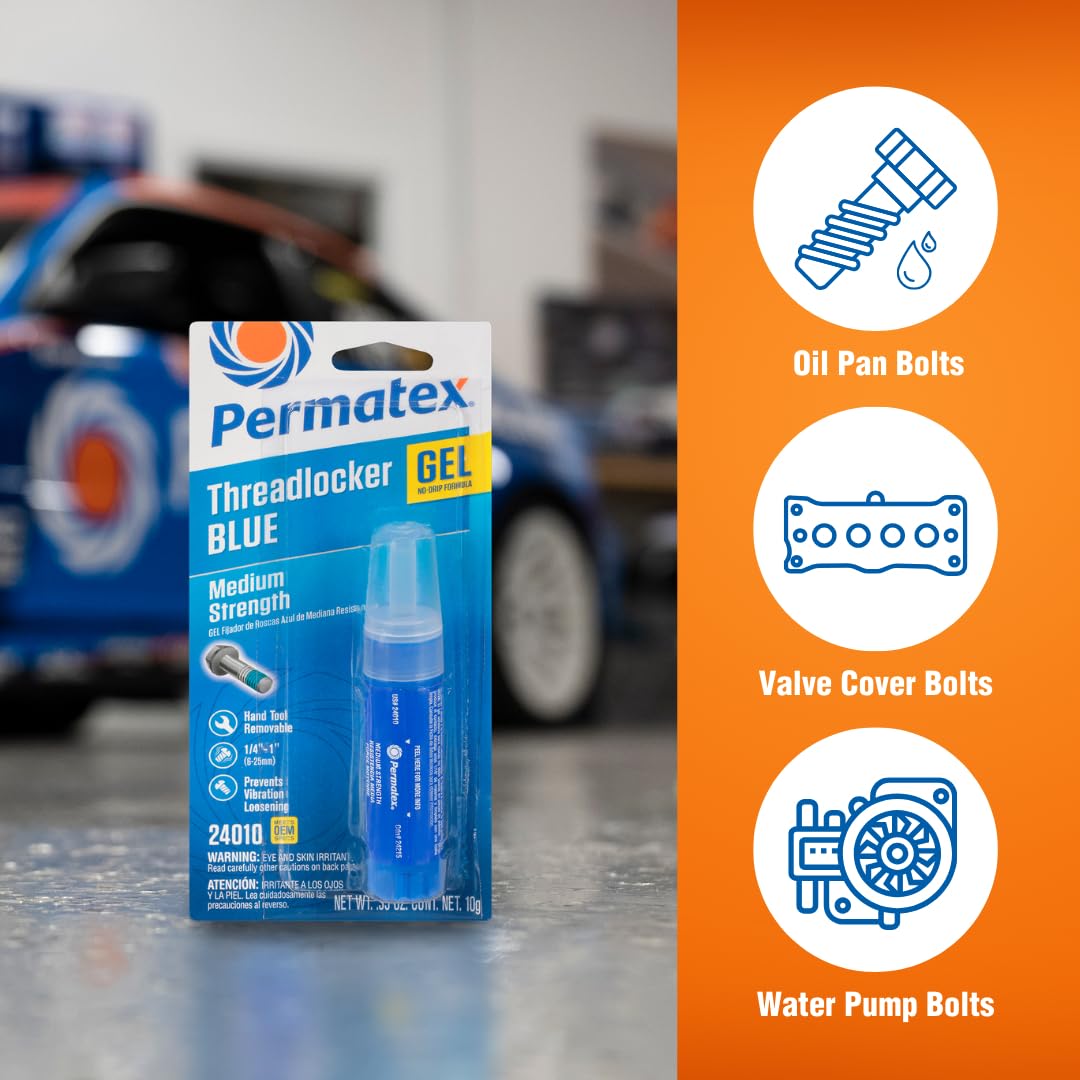 PERMATEX 24010 Permatex 24010 Medium Strength Threadlocker Blue Gel, 10 g Gel Twist Applicator