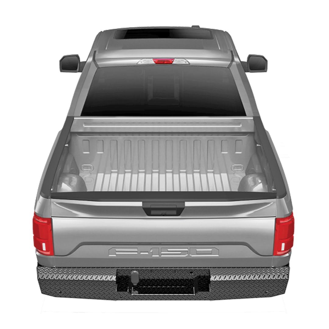 TRAILFX FX1021 TrailFX Full Replacement Rear Bumper for Ford F-150 2015-2020 One Piece Gloss Black Powder Coated Steel Direct Fit License Plate Mount OE Hitch Compatible TrailFX FX1021