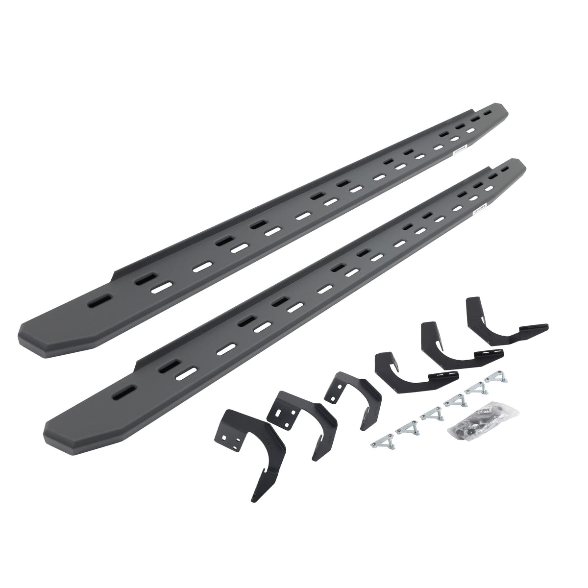 GO RHINO 69629980SPC Go Rhino RB30 Slim Running Boards & Brackets | Galvanized Steel, Textured Black | 69629980SPC | Fits 2015-2018 Ram 1500 Quad Cab Pickup; 2019-2023 Ram 1500 Classic Quad Cab Pickup