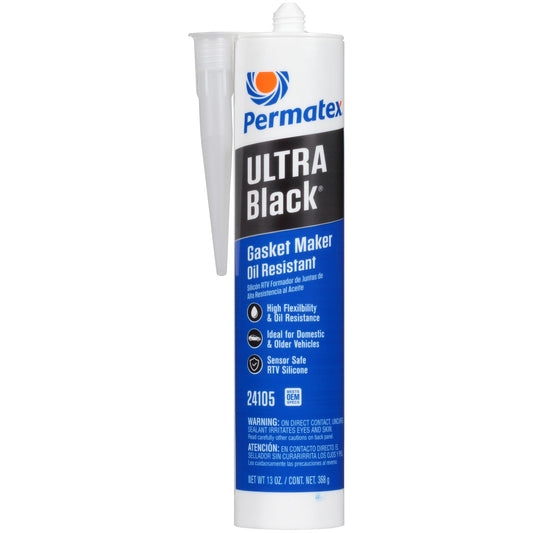 PERMATEX 24105 Permatex 24105 Ultra Black Maximum Oil Resistance RTV Silicone Gasket Maker, 10.6 oz. Cartridge