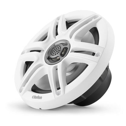 CLARION 010-03045-00 Clarion CMS-651-SWB 6.5-inch Coaxial Marine Speakers 30W RMS Power handling 1/2-inch (13 mm) Polymer Dome Tweeter Includes White & Black Sport Grilles