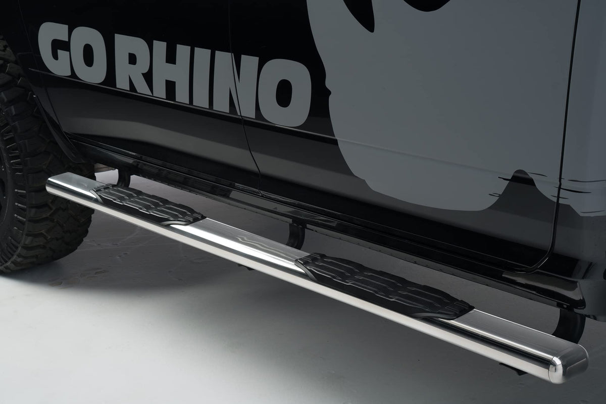 GO RHINO 105439987PS Go Rhino 5" Oval 1000 Series Sidesteps & Brackets | Stainless Steel, Polished | 105439987PS | Fits 2015-2018 Ram 1500 Crew Cab Pickup; 2019-2023 Ram 1500 Classic Crew Cab Pickup