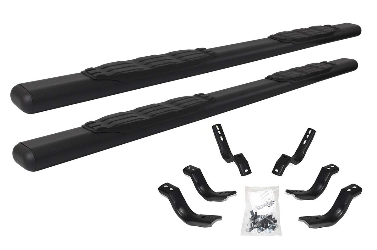 GO RHINO 105404780T Go Rhino 5" Oval 1000 Series Sidesteps & Brackets | Galvanized Steel, Textured Black | 105404780T | Fits 2019-2025 Chevrolet Silverado & GMC Sierra Double Cab (See Description)