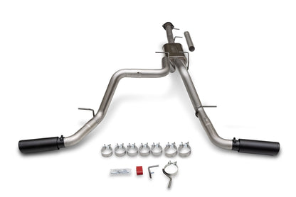 FLOWMASTER 717987 Flowmaster 717987 FlowFX Cat-Back Exhaust Kit 3.5 to Dual 3 Inch Stainless 4 Inch Black Tips Compatible with 2011-2019 Chevy Silverado GMC Sierra 2500/3500HD Crew Cab 6.5 Foot Bed 6.0L 2/4WD