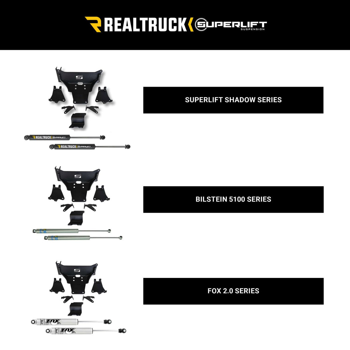 SUPERLIFT 92753 RealTruck SUPERLIFT SUSPENSION Dual Steering Stabilizer Kit for Ford F-250/F-350 | Fox 2.0 Series Cylinders | 92753 | Fits 2023-2024 Ford F-250/F-350 4WD No Lift Height to Any Lift Height