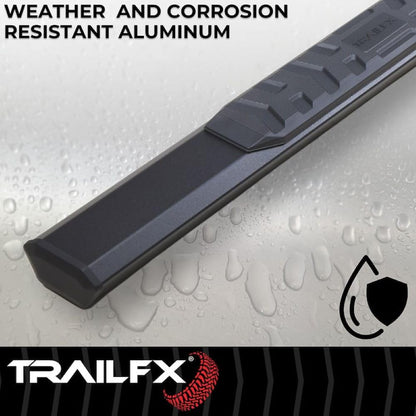TRAILFX AL4008B TrailFX Nerf Bars for 2019-2025 Ram 1500 Quad Cab Titanium Black Powder Coated Aluminum 4-1/2 Inch Hexagonal Side Steps with Step Pads Rocker Panel Mount Set of 2 Running Boards
