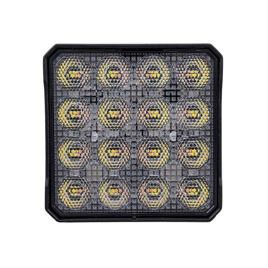 TRAILFX 4X4WLAMF1 TrailFX 4X4WLAMF1 Square LED Work Light 4 Inch 80W Flood Beam Dual White and Amber Flash 11200 Raw Lumens Black Aluminum Pedestal Mount with Installation Hardware