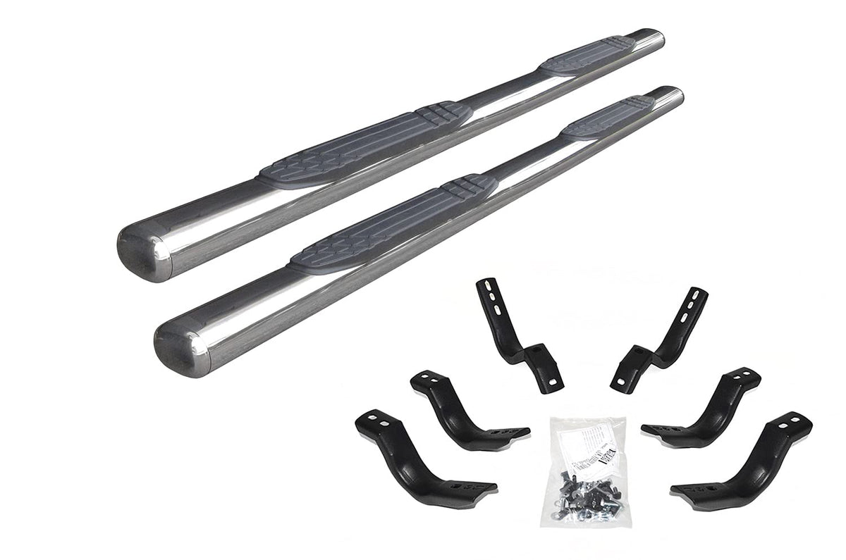GO RHINO 104404387PS Go Rhino 4" Oval 1000 Series Sidesteps & Brackets | Stainless Steel, Polished | 104404387PS | Fits 2015-2019 Chevrolet Silverado & GMC Sierra 2500 HD, 3500 HD Crew Cab Pickup (Diesel only)